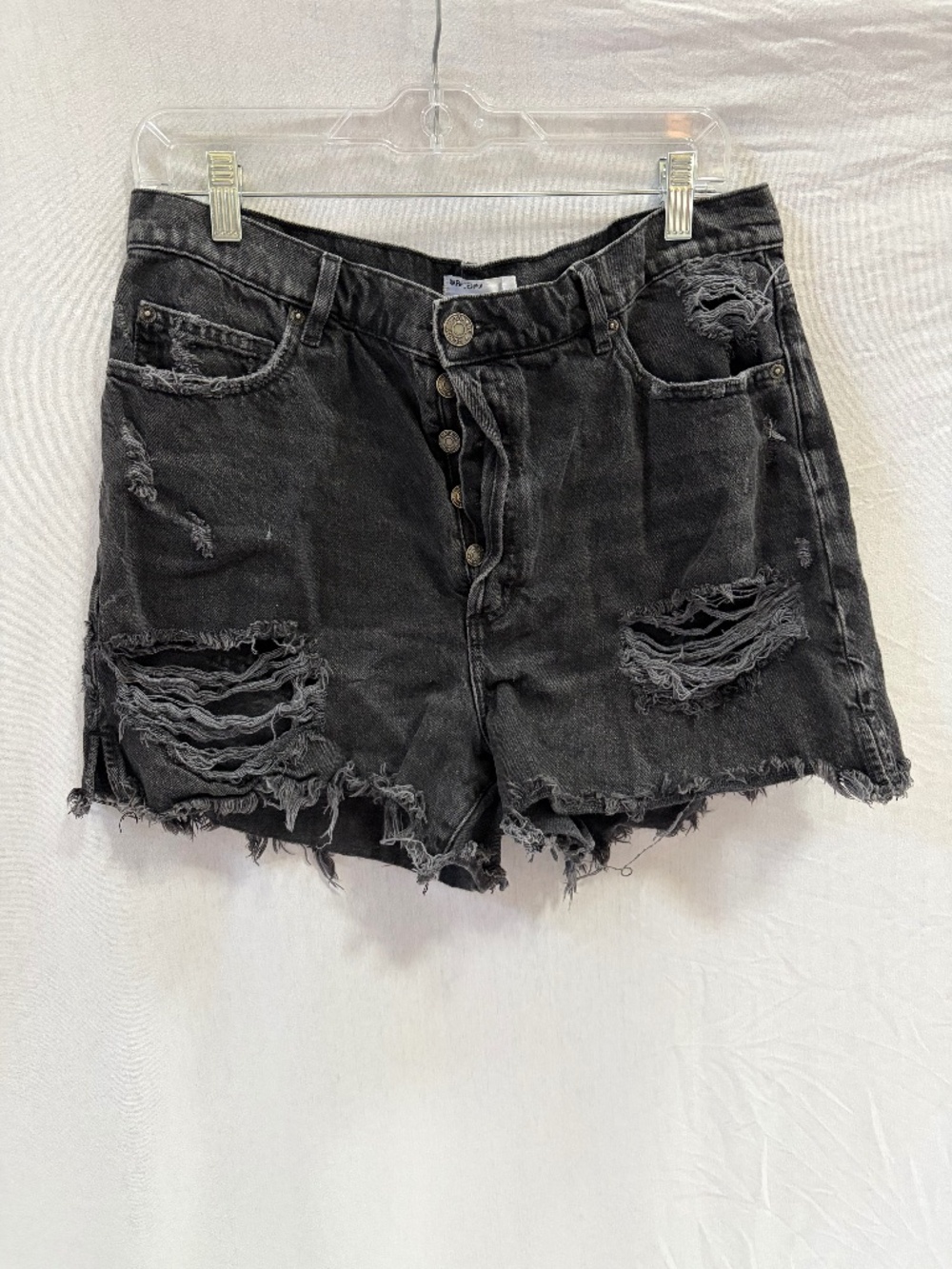 Black denim shorts